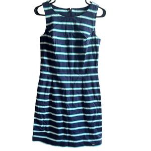 Tommy Hilfiger Blue & White Striped Sleeveless Sheath Dress - Size 2, Midi